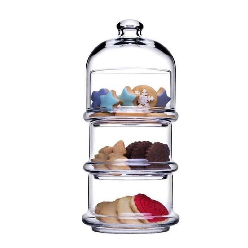 Bonbonniére – 3 laags glazen voorraadpotten – Glazen snoeppotten – Met deksel - Afbeelding 2