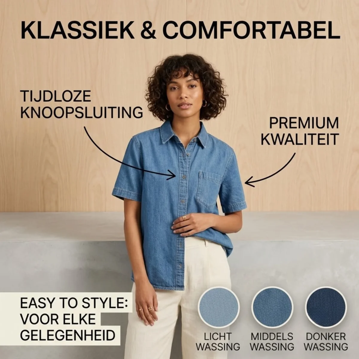 Livia Denim | Luchtige Denim Overshirt Met Korte Mouwen - Afbeelding 4