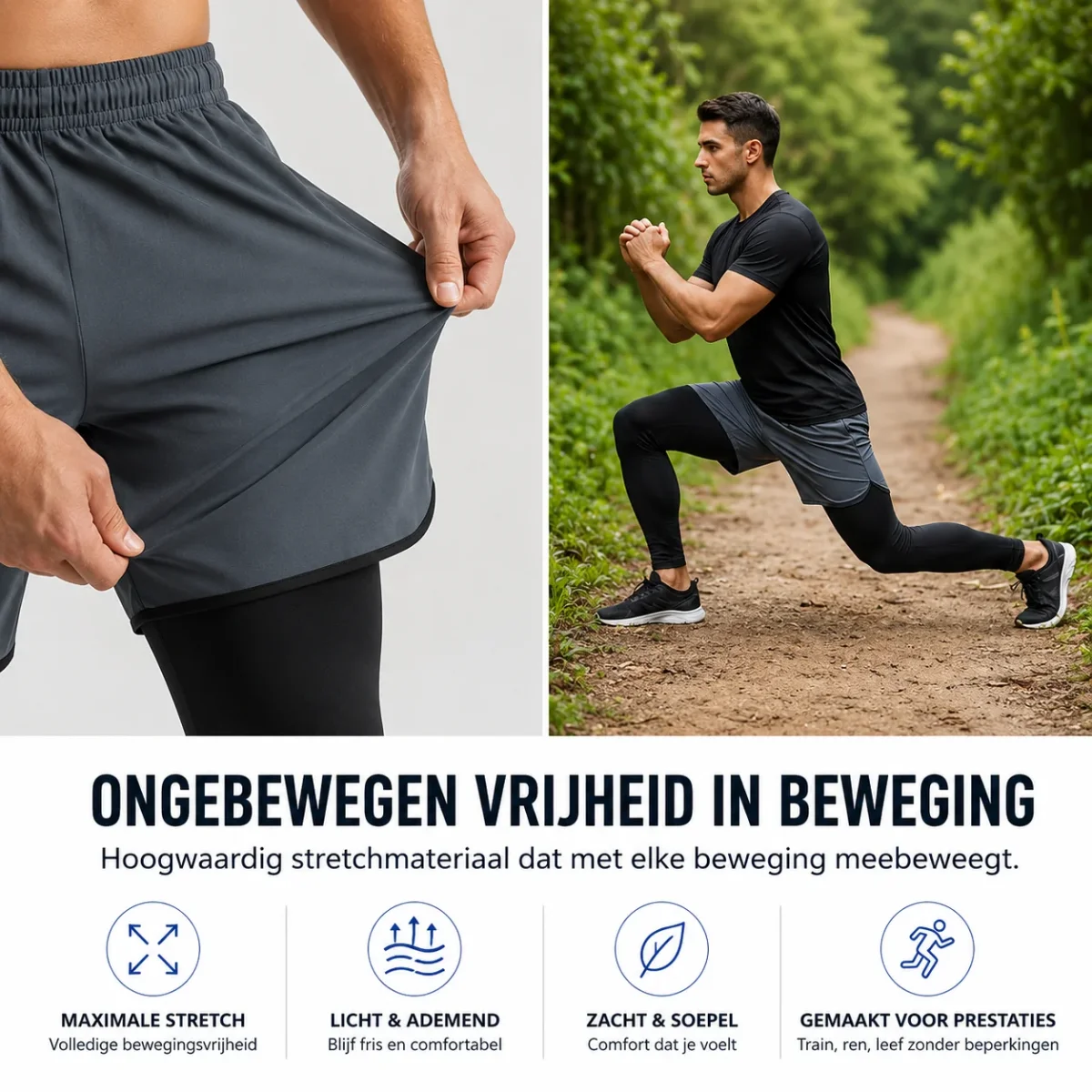 StrideCore | 2-in-1 Sportshort met Compressielaag - Afbeelding 6