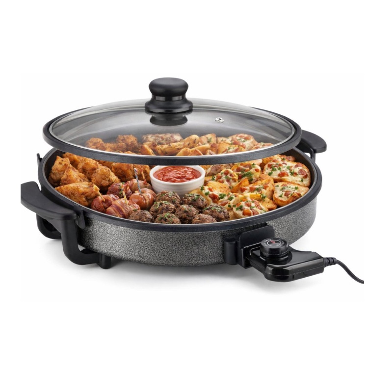 Ferveo Leyya – Lage Elektrische Hapjespan – 34cm – 1500W – Elektrische Pizza Pan – Zwart - Afbeelding 2
