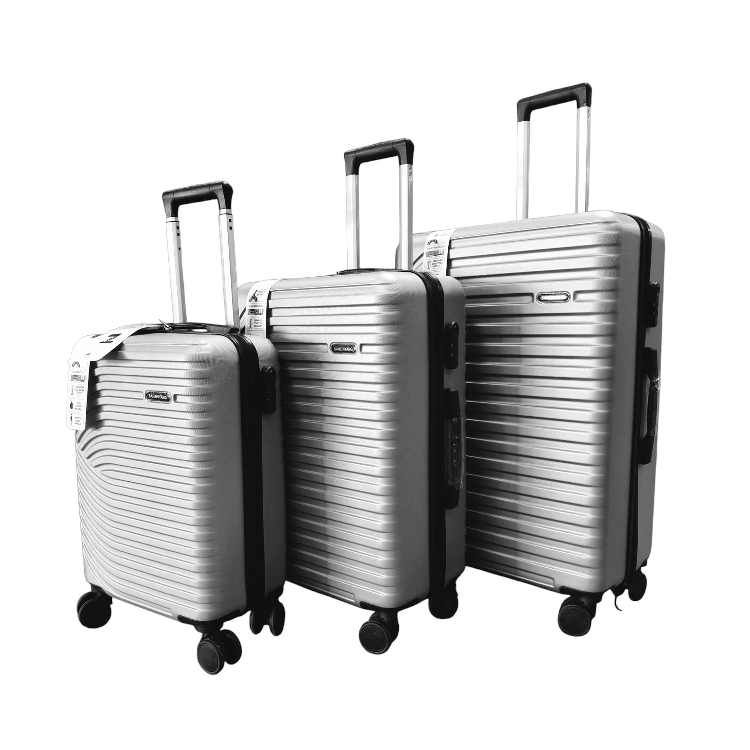 Sanzhiyang – Set van 3 koffers – 20 – 24 – 28 Inch – Rollende koffer op wielen – Trolley – Bagagetas set – Geïntegreerd hangslot – Zilver - Afbeelding 2