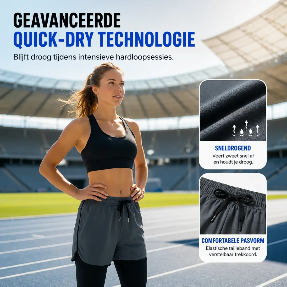 StrideCore | 2-in-1 Sportshort met Compressielaag - Afbeelding 4