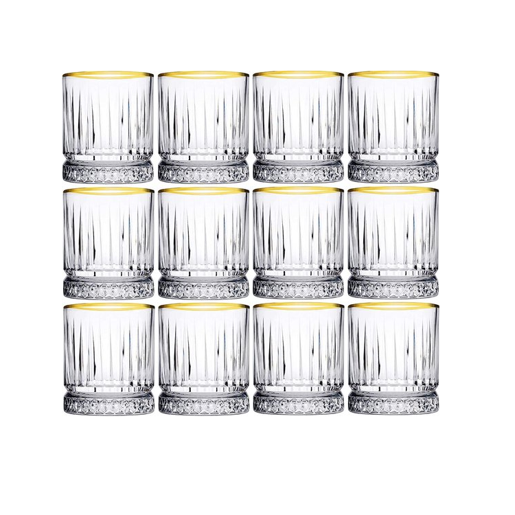 Pasabahce Elysia – Golden Touch Whiskeyglas – Set van 12 – 345 ml - Afbeelding 2